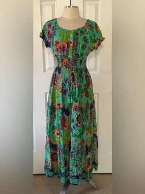 Me 2 Magic Green Floral Maxi Dress Small